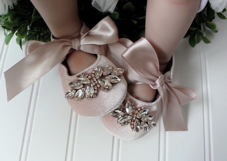Dusty pink baby shoes..luxury shoes..baby crib shoes..baby shower shoes..1st birthday shoes. image 5