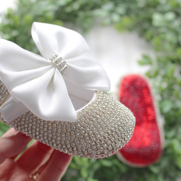 Custom rhinestone shoes..red bottom shoes..baptism shoes.