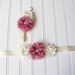 Crochet Knit Girls Romper-Dusty Pink