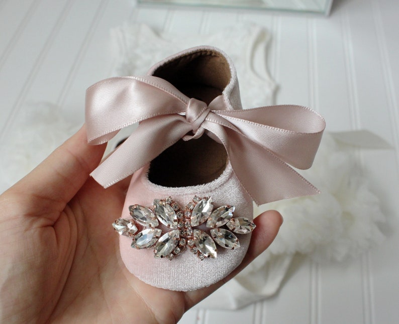 Dusty pink baby shoes..luxury shoes..baby crib shoes..baby shower shoes..1st birthday shoes. image 3
