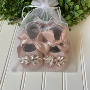 Dusty pink baby shoes..luxury shoes..baby crib shoes..baby shower shoes..1st birthday shoes. image 7