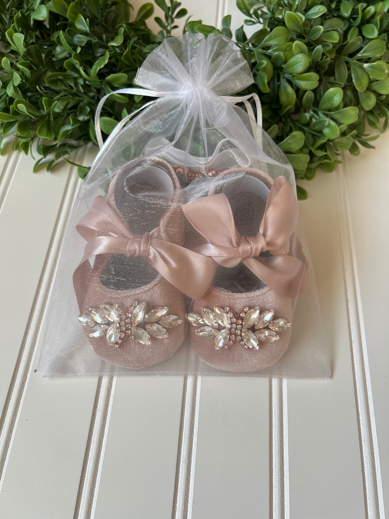 Dusty pink baby shoes..luxury shoes..baby crib shoes..baby shower shoes..1st birthday shoes. image 7