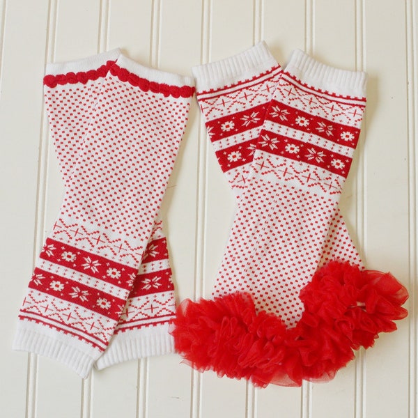 Christmas Leg warmers. Baby leg warmers. Stocking stuffers. Leg warmers for toddlers Red ruffled leg warmers