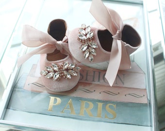 Dusty pink baby shoes..luxury shoes..baby crib shoes..baby shower shoes..1st birthday shoes.