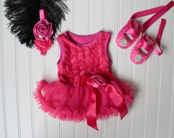 Pink dress..Hot pink tutu dress...baby girl tutu dress..baby girl outfit..1st Birthday outfit