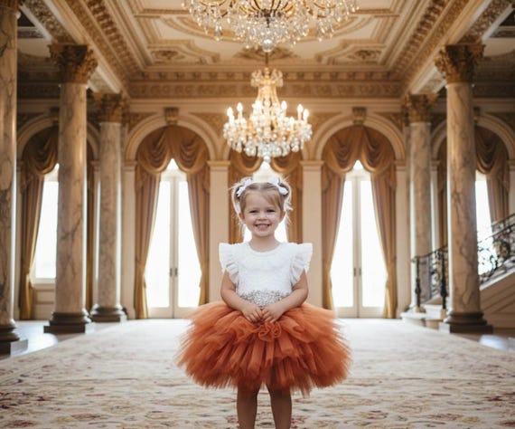 burnt orange baby girl dress Burnt Orange Tulle Baby Dress, Flower Girl Outfit