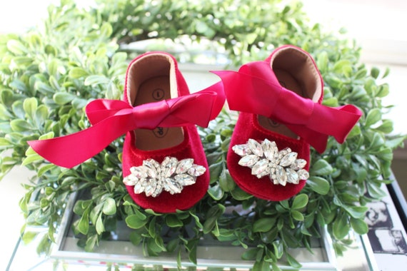 Burgundy Baby Girl Shoes luxury Shoes velvet Shoes fancy
