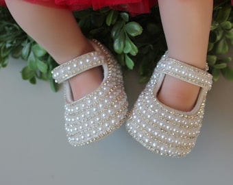 Custom baby shoes...baby girl shoes..pearl rhinestone shoes..Luxury shoes.