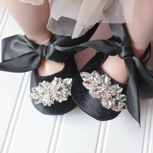 Black Velvet Shoes..baby Girl Shoes...soft Sole Shoes..fancy Etsy
