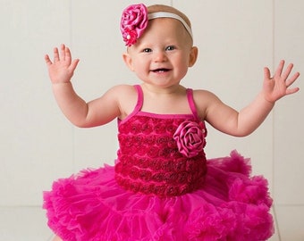 Hot pink petti dress...1st birthday dress..baby girl dress..flower girl dress..