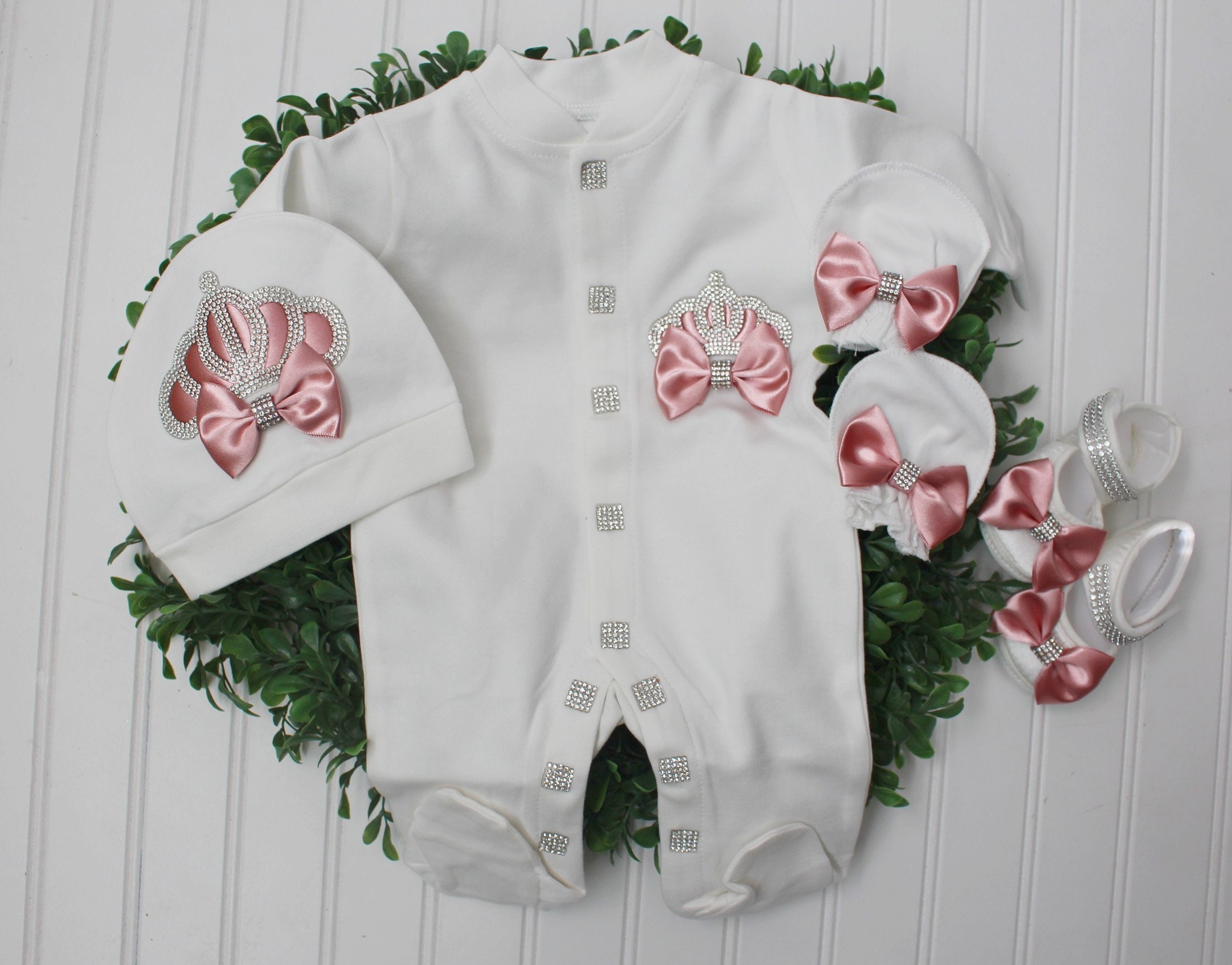 Luxury Rhinestone Baby Girl Outfit: Newborn Take Home Set - Etsy