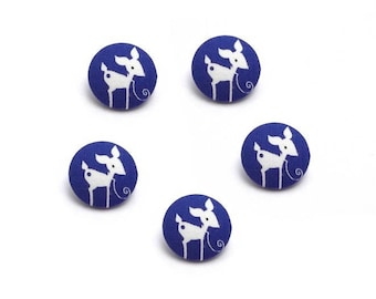 Fawn 24 mm White Navy blue fabric buttons