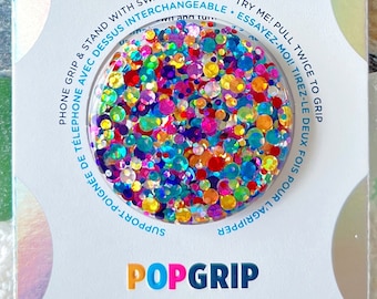 Confetti Glitter, Handmade/Customized, Swappable PopSocket, Clear Base PopSocket, PopGrip, Glitter PopSocket