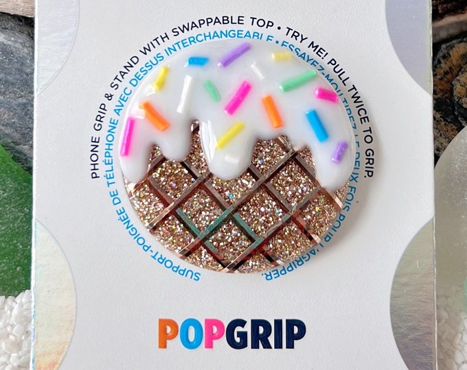 Vanilla Ice Cream Cone With Sprinkles Popsocket: Customized - Swappable ...