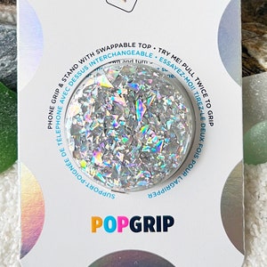 Shattered Holographic Glitter, Handmade/Customized, Swappable PopSocket, Clear Base PopSocket, PopGrip, Glitter PopSocket