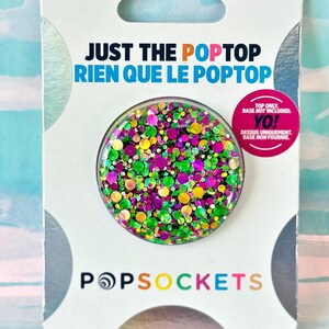 Mardi Gras Glitter PopSocket: Customized - Swappable Top - Adhesive Base