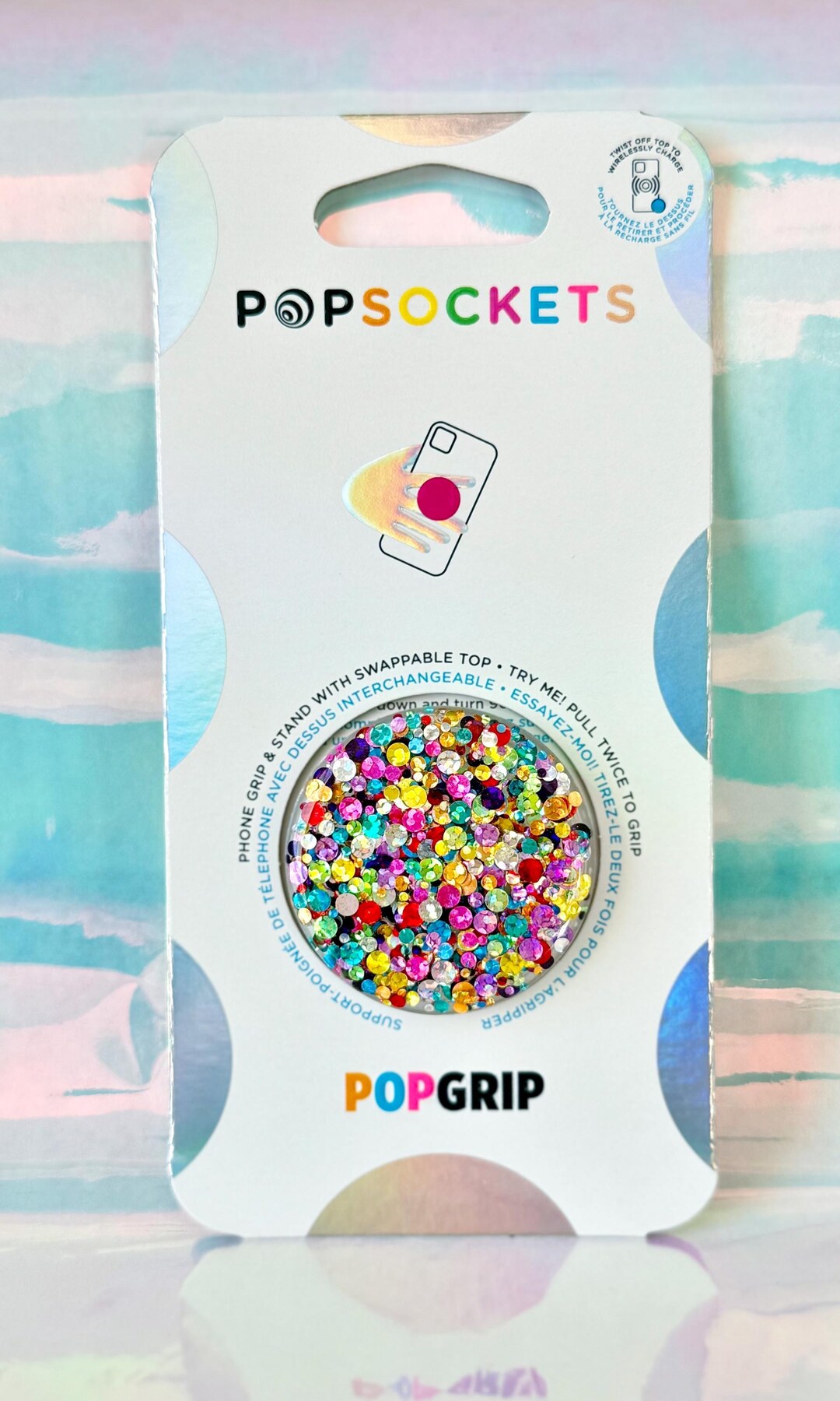 Prop Socket Base Confetti Glitter Popsocket: Customized - Swappable Top - Adhesive Base ...