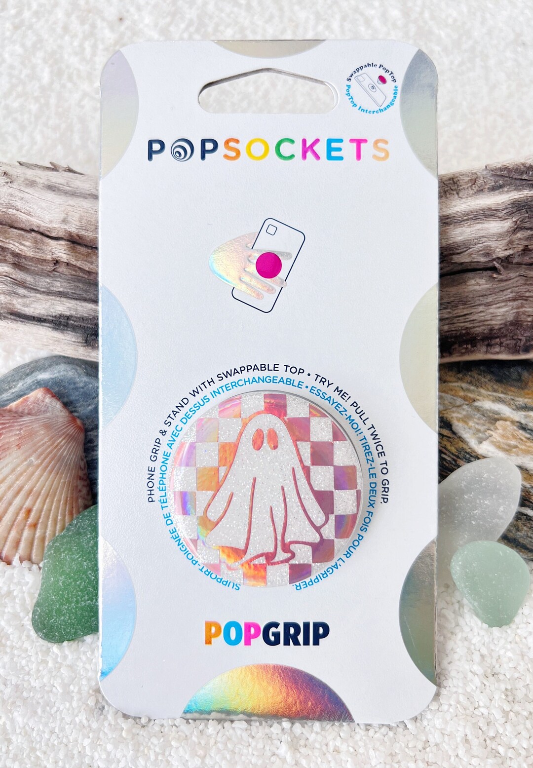 Pink Holographic Ghost/white Glitter, Handmade/customized, Swappable ...