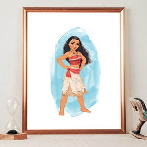 Moana Disney Watercolor PRINTABLE ART, Disney Moana Print, Movie Poster, Nursery Gift, Simple Disney Decor, Printable Wall Art
