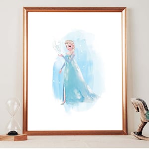 Elsa Disney Watercolor PRINTABLE ART, Simple Disney Elsa Print, Movie Poster, Nursery Wall, Disney Decor, Wall Art, Printable Gift