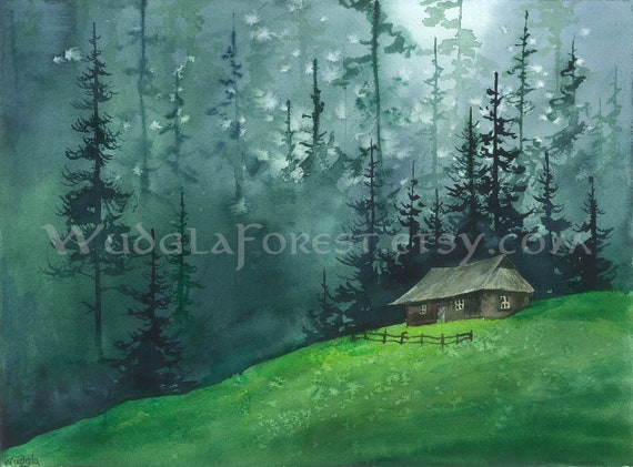 Druid Pagan Art Print Fantasy Painting Forest Landscape Viking Etsy