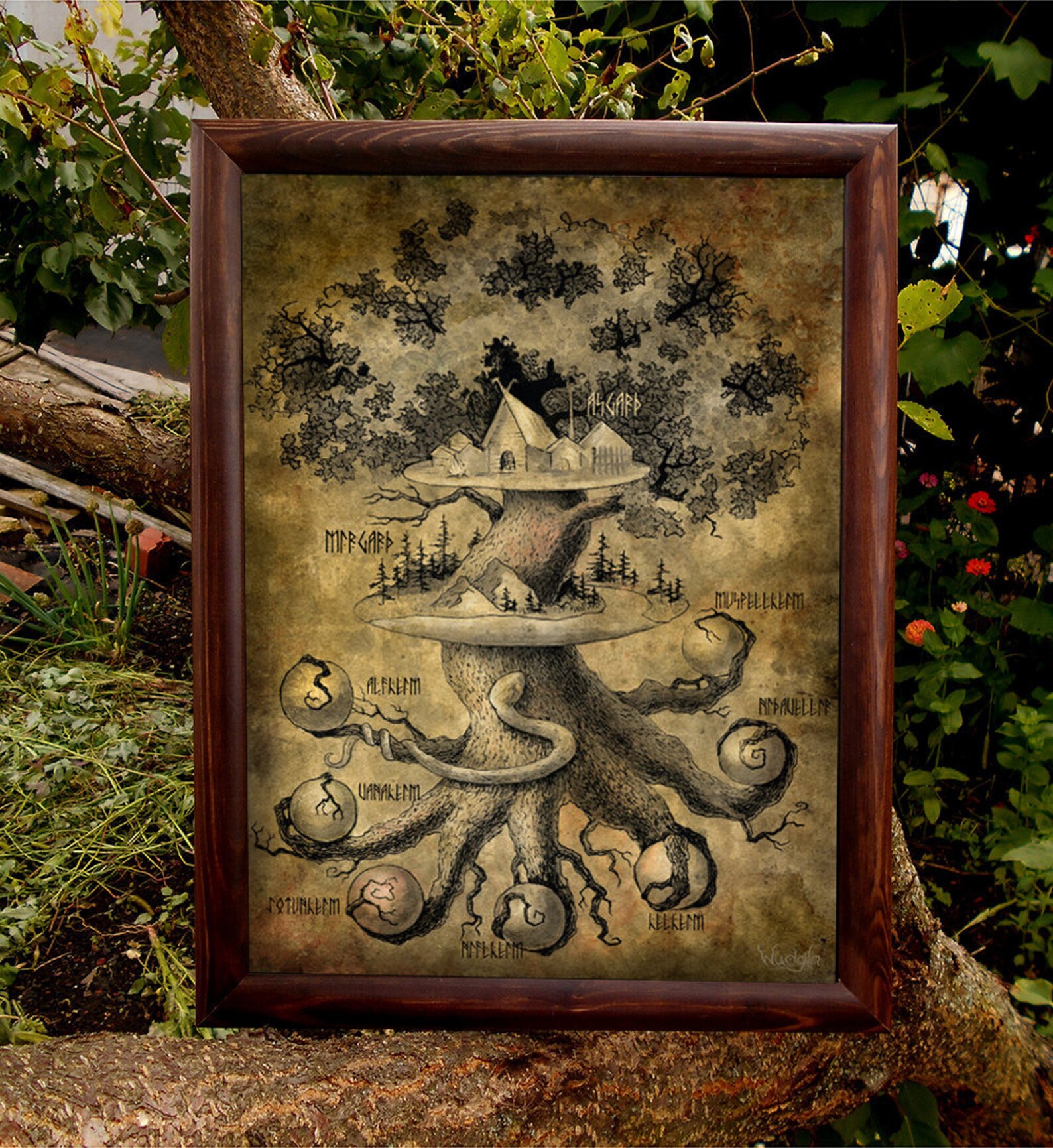 Yggdrasil Art PRINT Druid Heathen Asatru Pagan decor Viking | Etsy