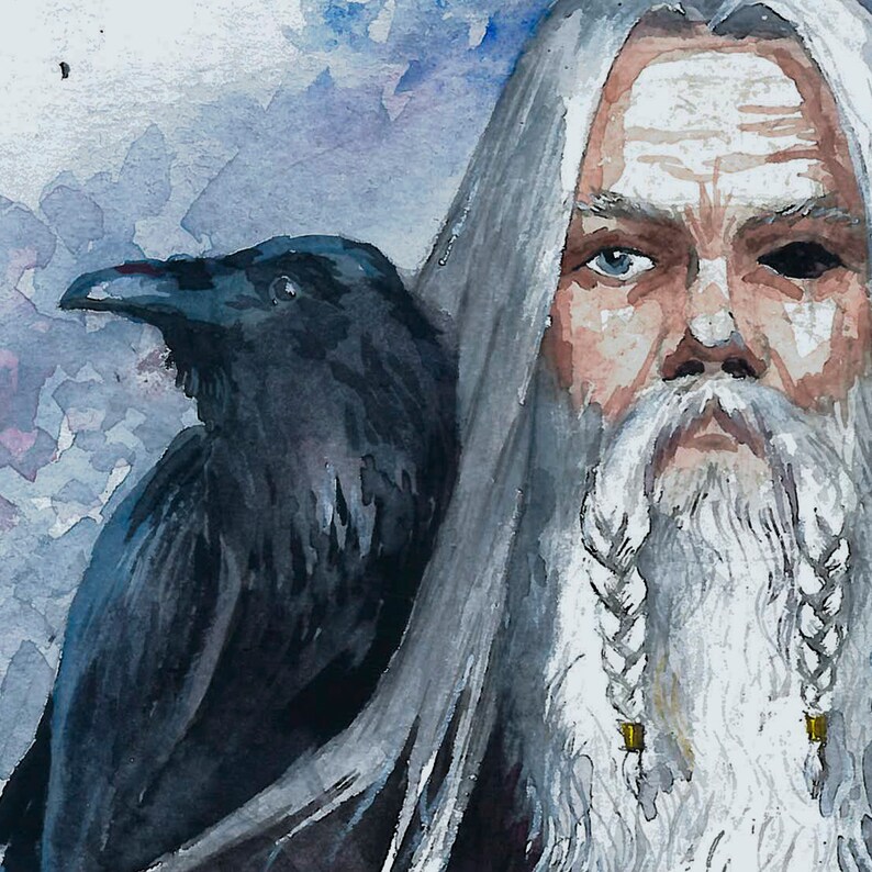 Druid Asatru Pagan Art Odin Heathen Wotan Art PRINT Watercolor | Etsy
