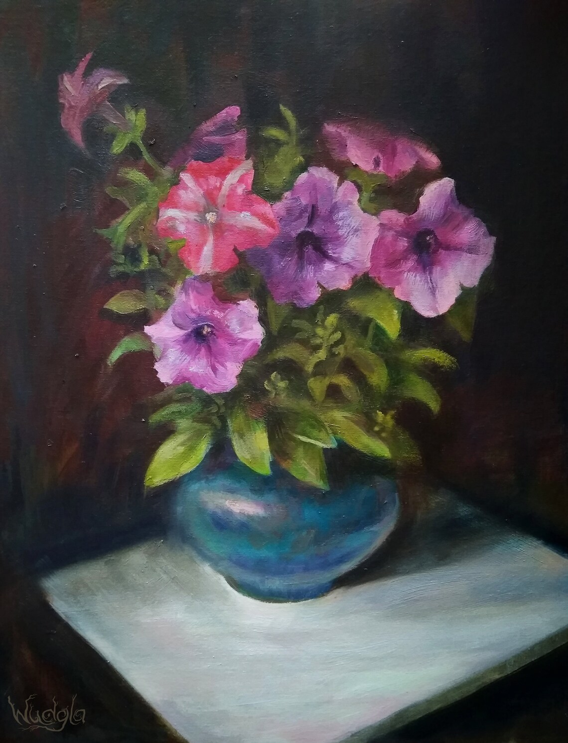 Bouquet of Petunias ORIGINAL Oil Painting Floral Still Life | Etsy