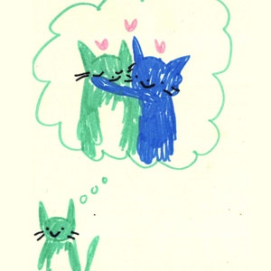 thinking of love - A5 cat print