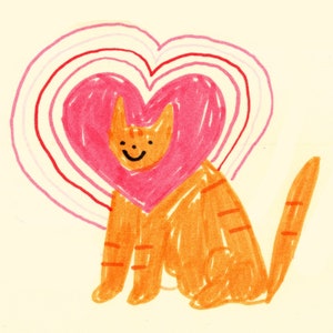 a being of love (A5 Cat Art Print)