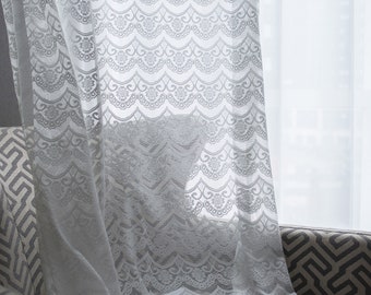 Items Similar To Ivory Cream Floral Jacquard On Lace Sheer Curtain
