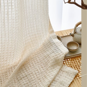 Custom Nature Off White HoneyComb Checkes Hollow Soft Cotton Line Sheer Curtain ,Natural Linen Curtains,Living Room,Bedroom,