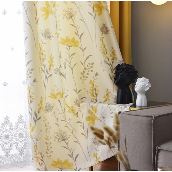 Yellow Floral Drapes - Etsy