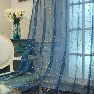 Benutzerdefinierte blau braun lila rosa weiß Punkt Baum bestickt auf Spitze Sheer Vorhang, Schlafzimmer, Gast, schiere Stoff Benutzerdefinierte Vorhang Panels Cherry Yarn