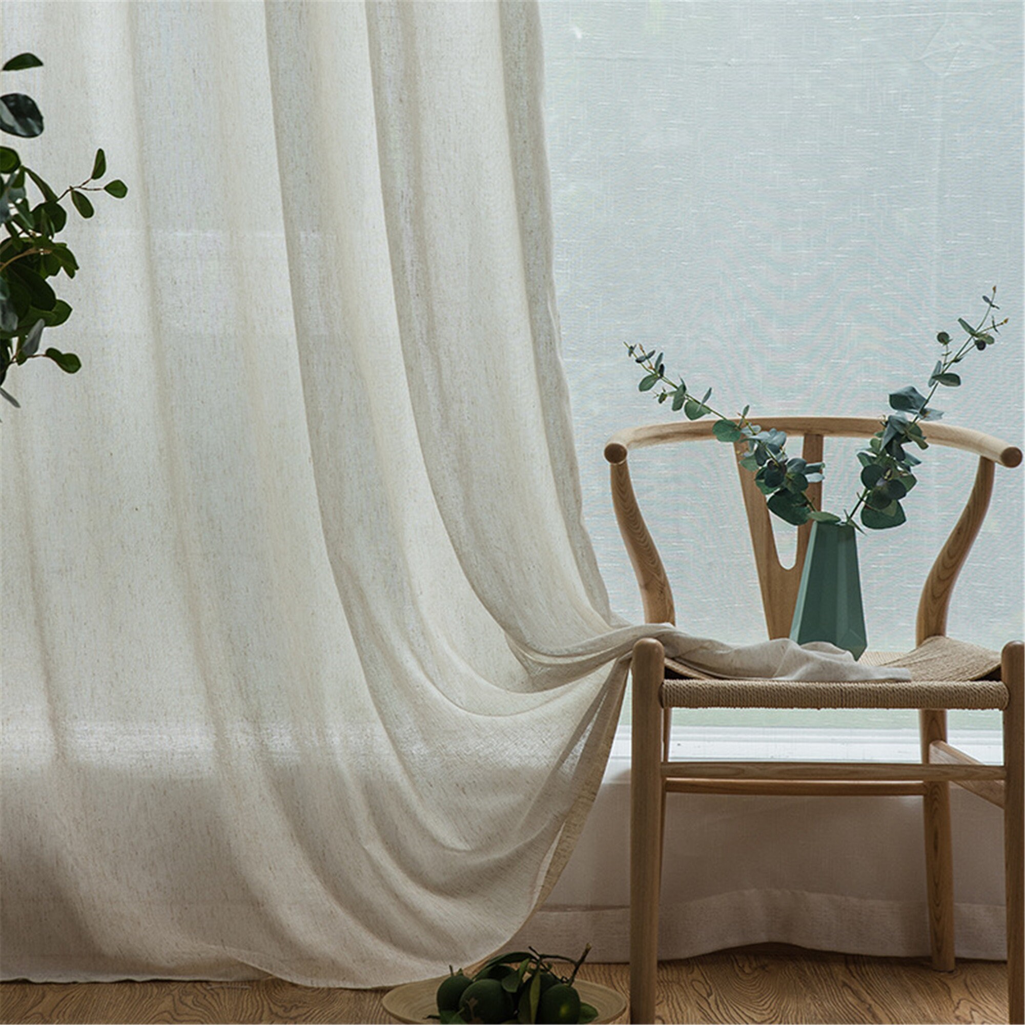 Nature Raw White Beige Solid Linen Sheer Curtain Fabric By Etsy