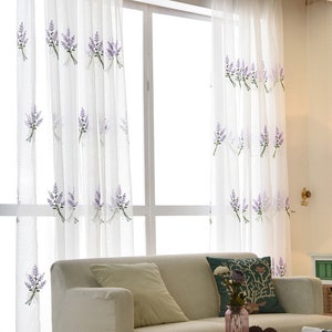 Custom Pink Purple Lavender Embroidery Sheer Curtain ,Lace Jacquard Semi Sheer Fabric by Yard,Bedroom Curtain,Girl Guest Room Curtains