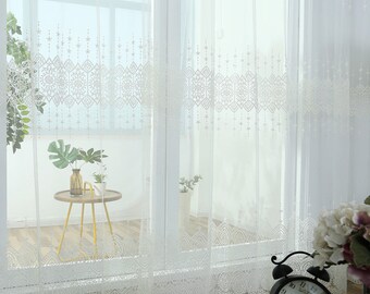 White Europe Style Embroidered on White Lace Sheer Curtain Fabric,Sheer Curtains Embroidered,Sheer Curtains for BackDrop