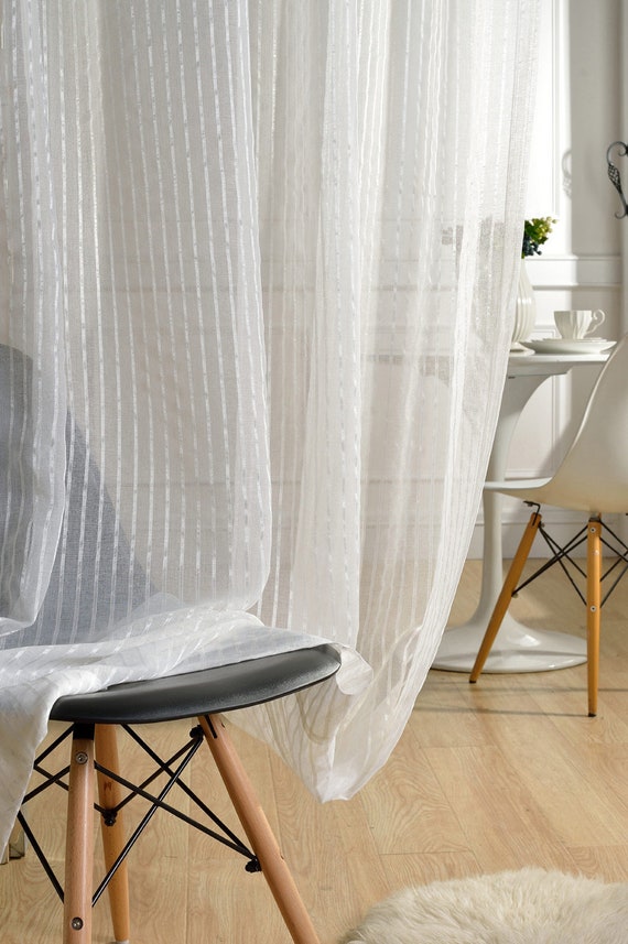 Tela de bordado de lino blanco sólido, cortinas blancas, paneles