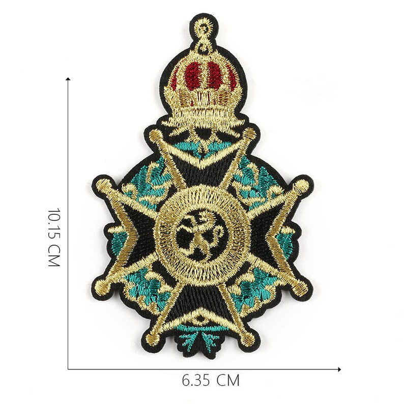 Embellishment,Star Patch Red Green Gold Crown Embroidery Design,Iron on Patch,Crown Embroidered Patch 1 Set Crown Embroidered Patch