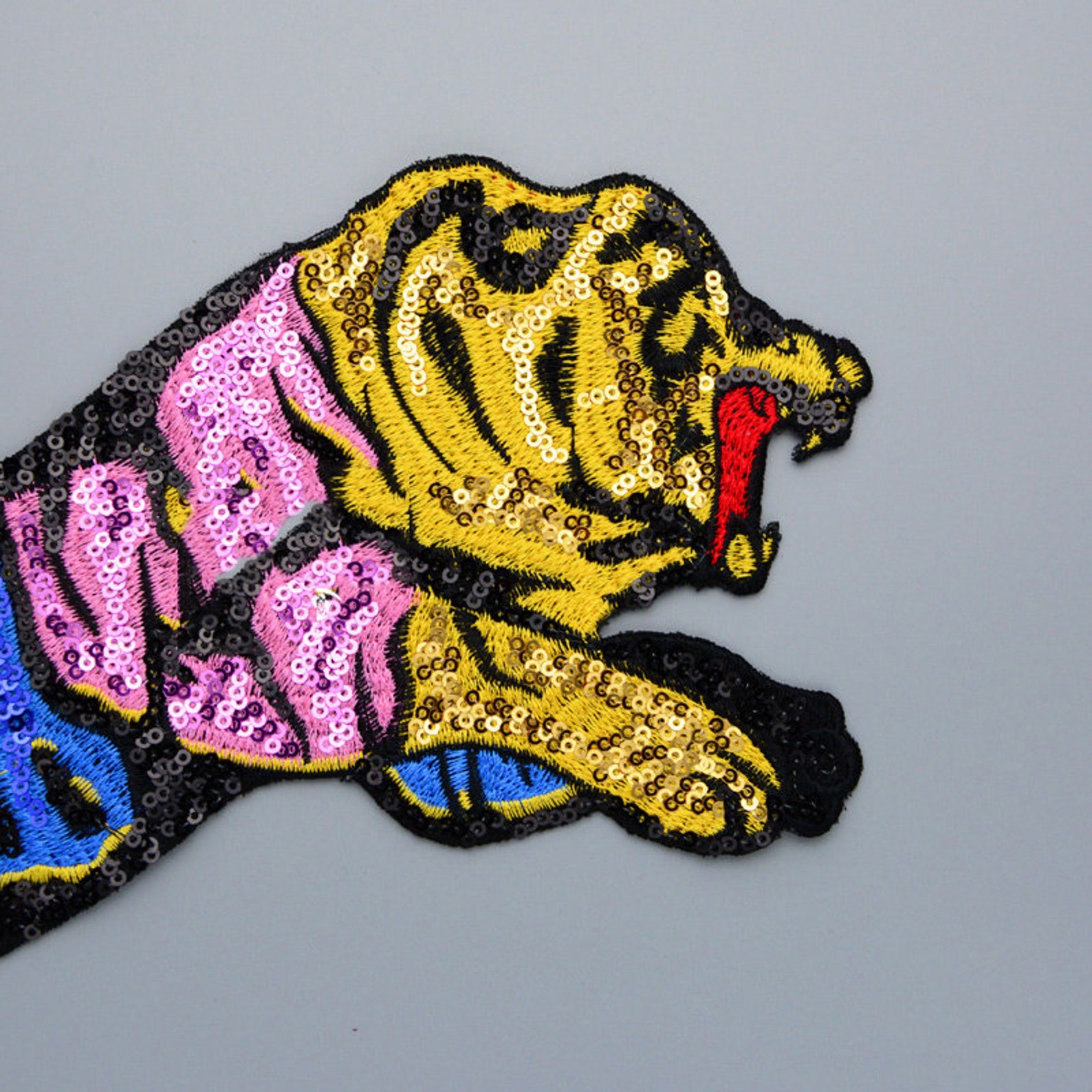Colorful Sequin Tiger Embroidery PatchAnimal Embroidered Etsy