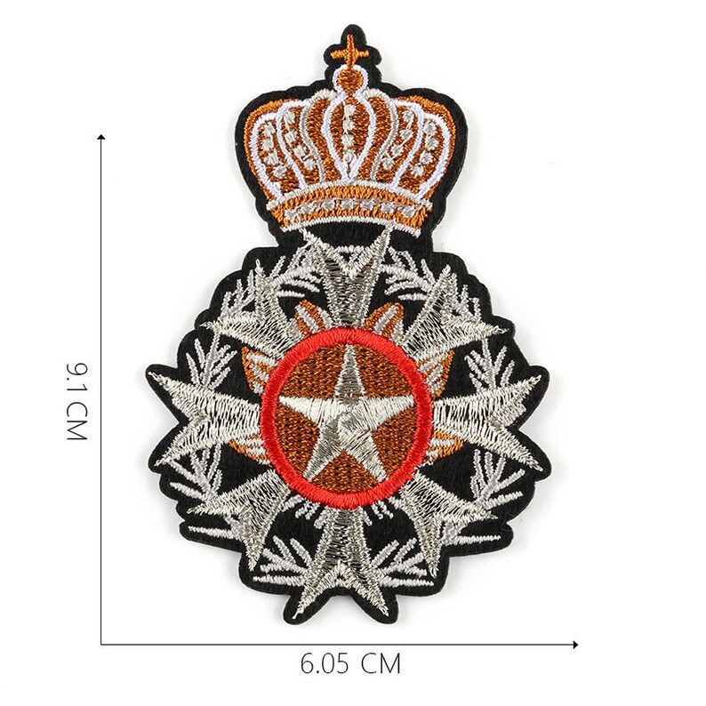Embellishment,Star Patch Red Green Gold Crown Embroidery Design,Iron on Patch,Crown Embroidered Patch 1 Set Crown Embroidered Patch