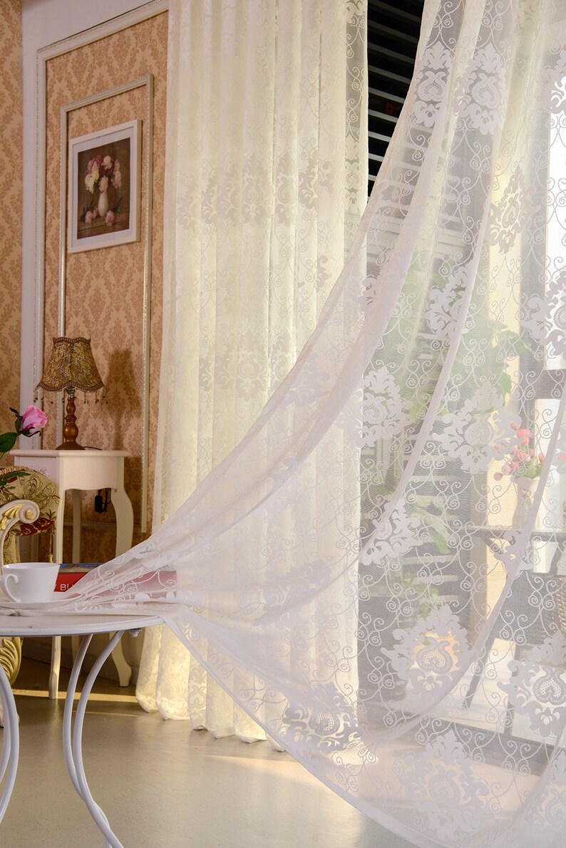 Quality White Floral Embroidery Curtain Fabricwhite Lace Etsy