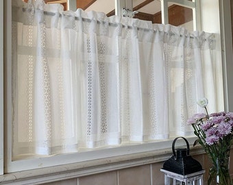 Shipping Fee For Order 3072903573 White Hollow Flowers Stripes Jacquard Designing Sheer Lace Curtain