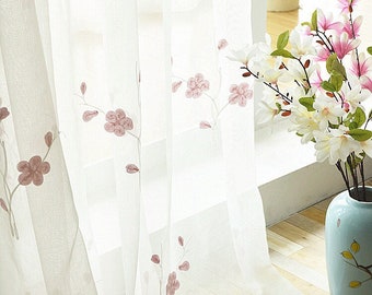 White Lace Short Curtain Kitchen Window Jacquard Floral Sheer Curtain Valance 1p 