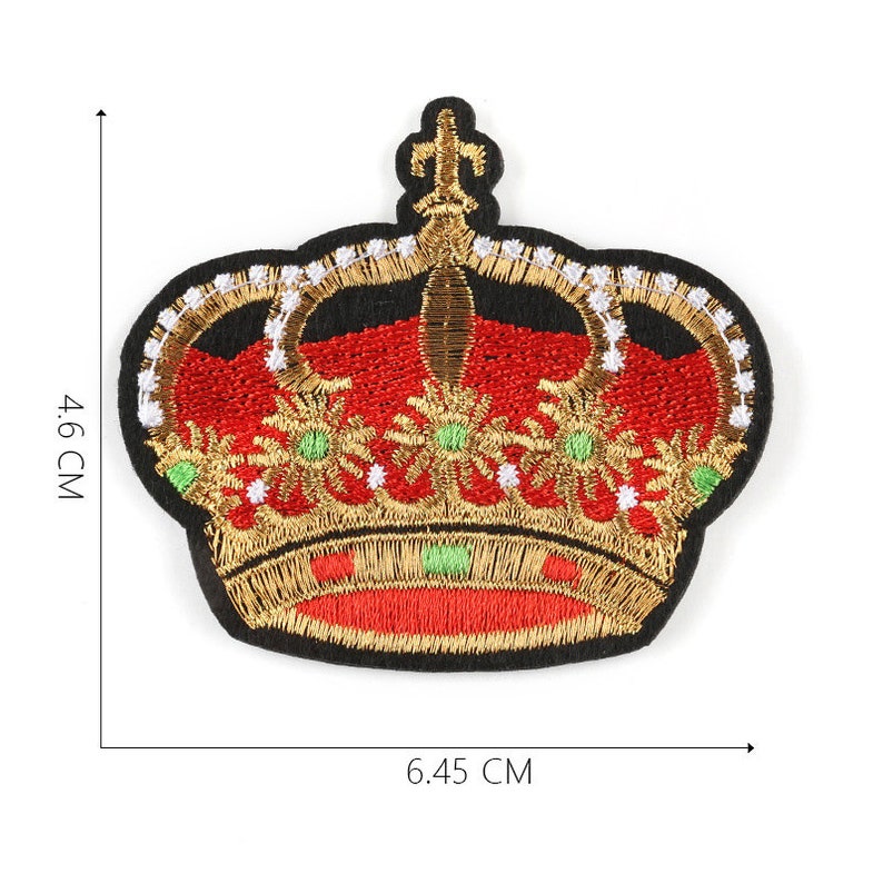 Embellishment,Star Patch Red Green Gold Crown Embroidery Design,Iron on Patch,Crown Embroidered Patch 1 Set Crown Embroidered Patch