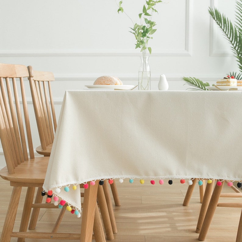 Graceful Solid White Cotton Linen Tablecloth Fabric With Etsy