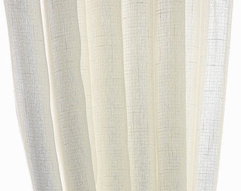 Vintage Solid White Linen Sheer Curtain Fabric,Child Room Decor,Home Decal ,Custom Curtain Panel,Rod Pocket