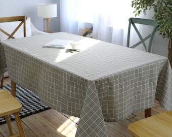 Grid Linen Tablecloth: Rustic Country Table Decor