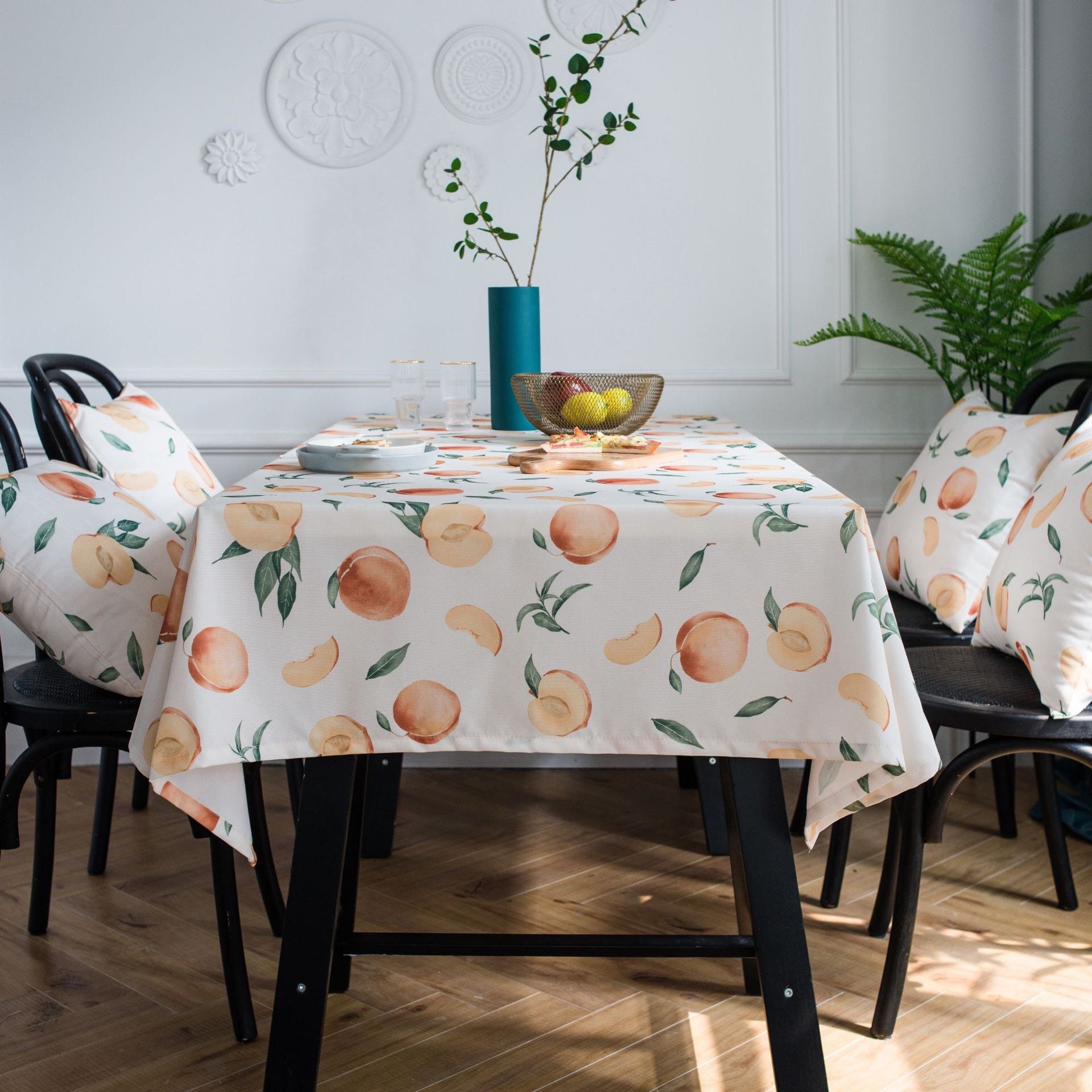 Yellow Peach Printing Linen Tablecloth Fabricfruit Table - Etsy