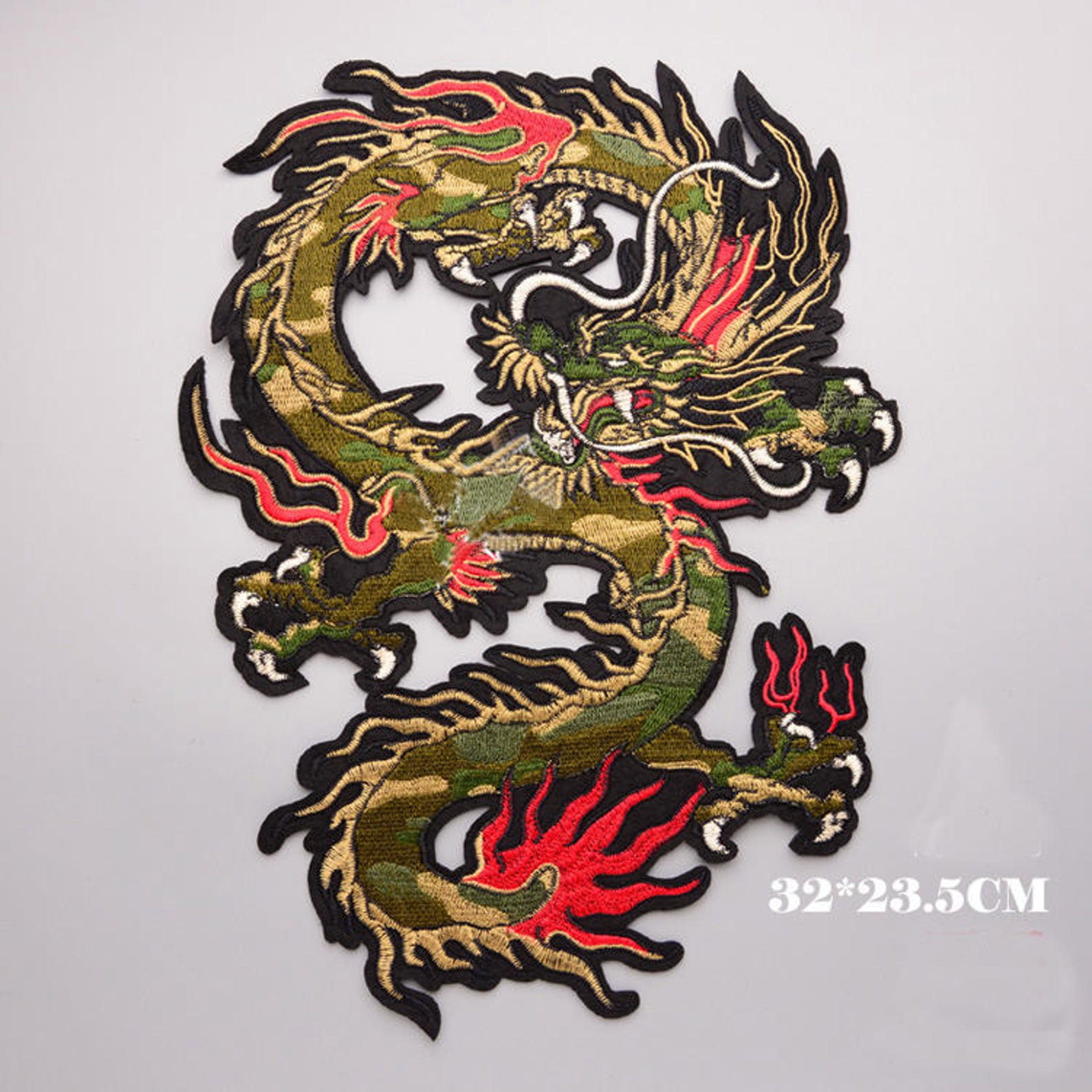 Green dragon embroidery patchembroidered dragon patchdragon  etsy